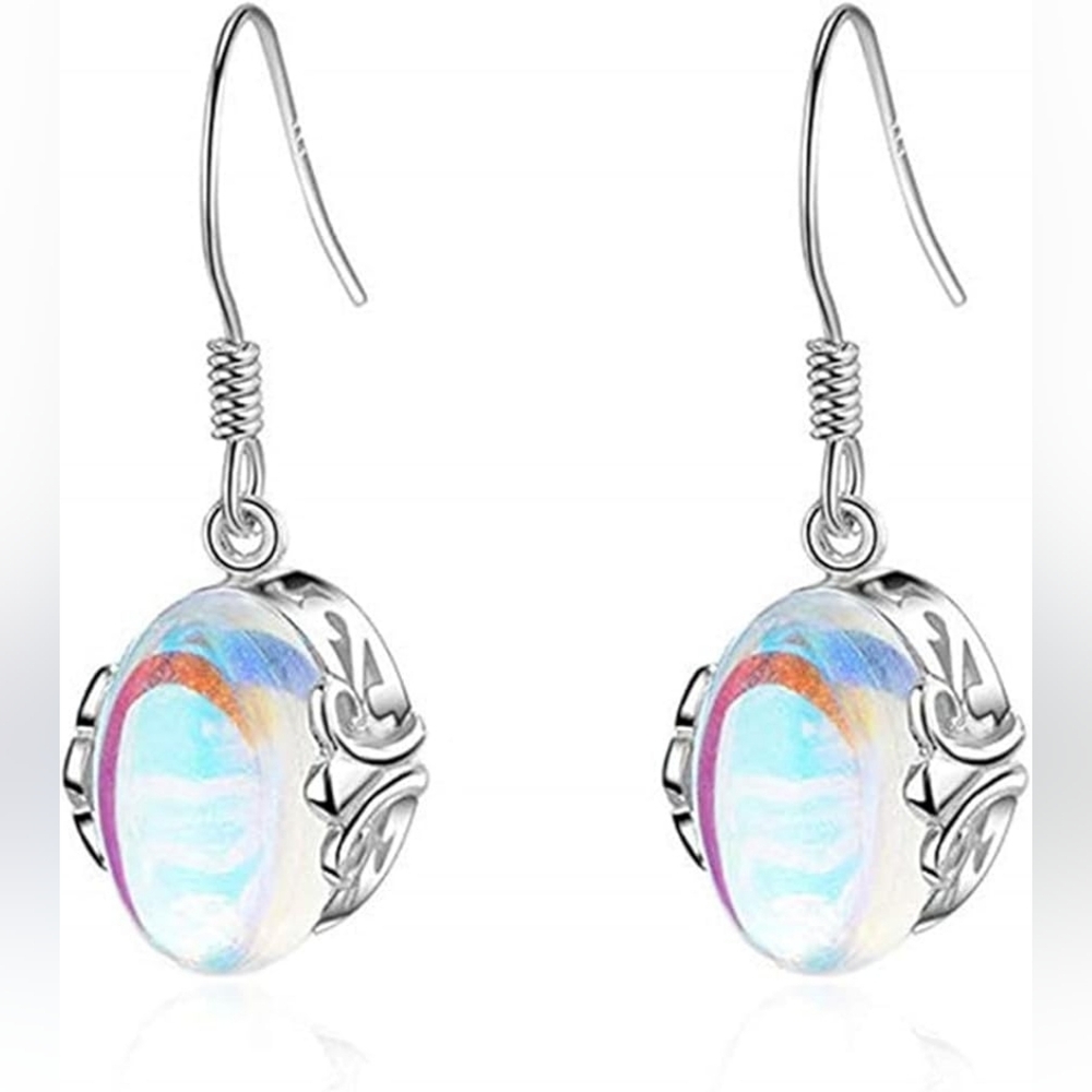 Elegant Silver and Multicolor Drop Earrings